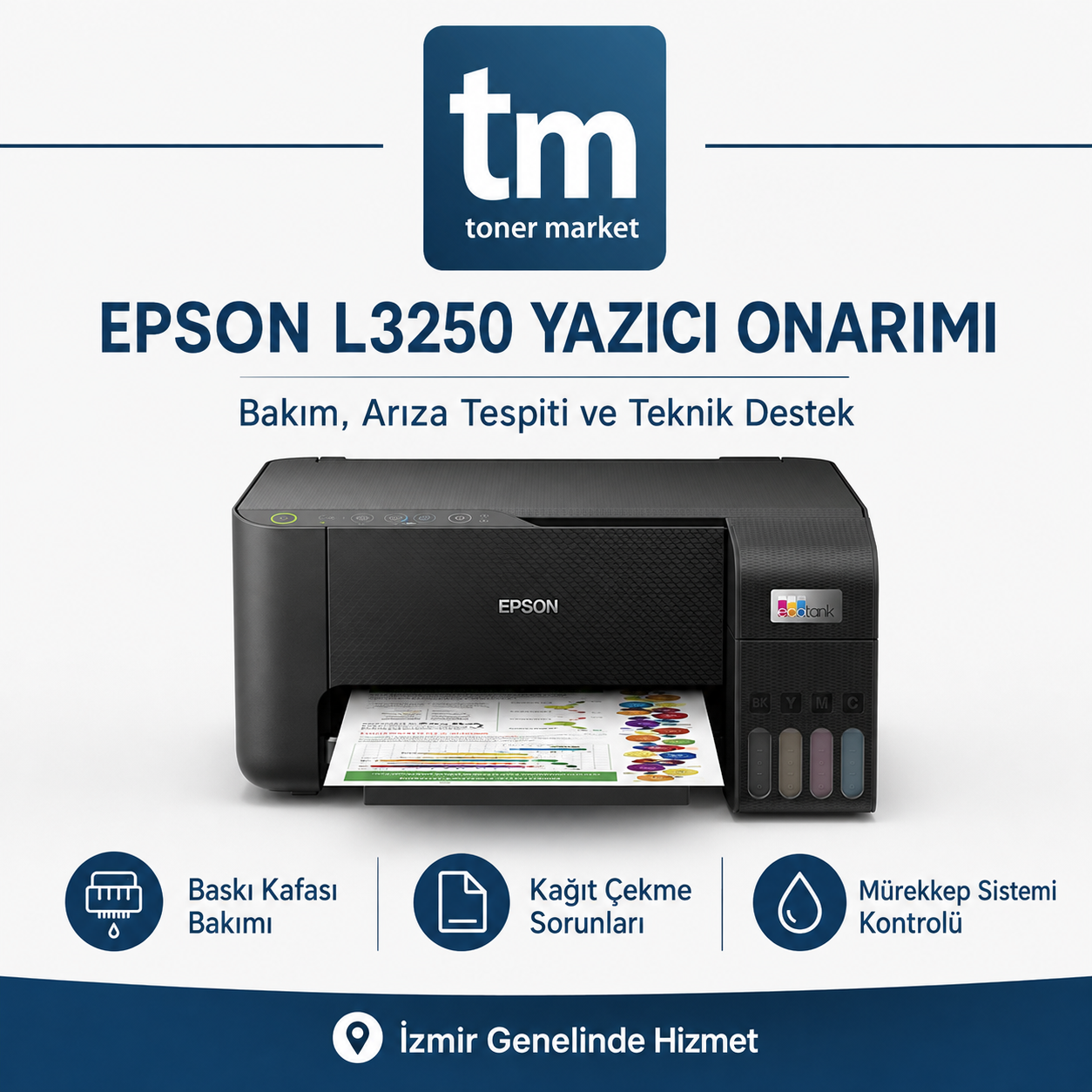 Epson L3250 Yazıcı Onarımı, baskı kafası bakımı ve İzmir Epson Yazıcı Servisi